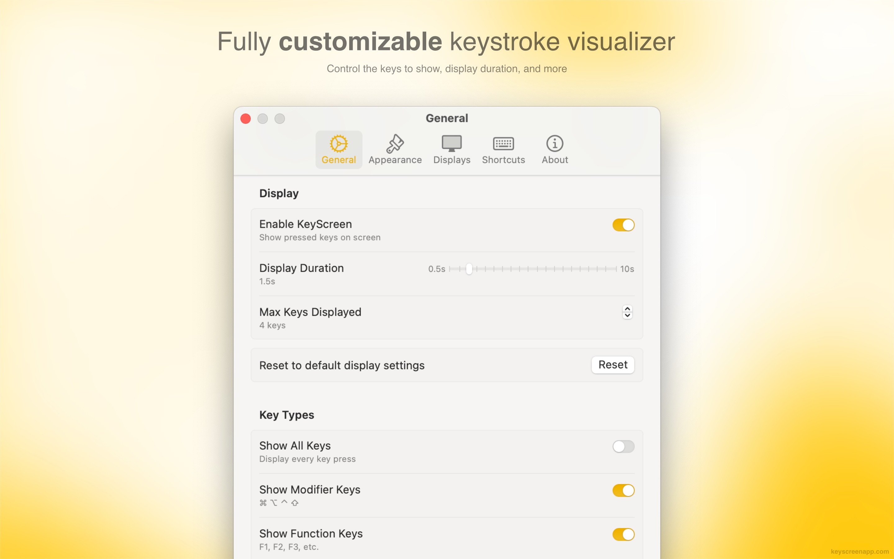KeyScreen Customization